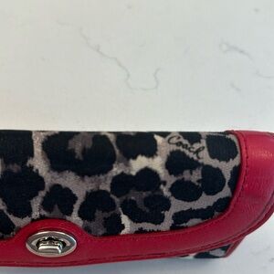 Coach wallet, leopard print with red trim